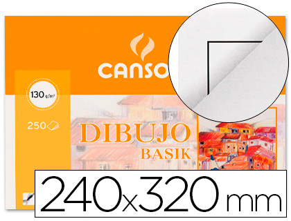 10h papel dibujo Canson Basik A4+ 130g/m² con recuadro